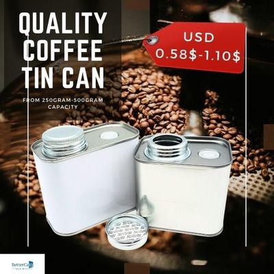 Kaffee Bean Tin Rust Resistant Square Tea Tin Cans des Metall9oz
