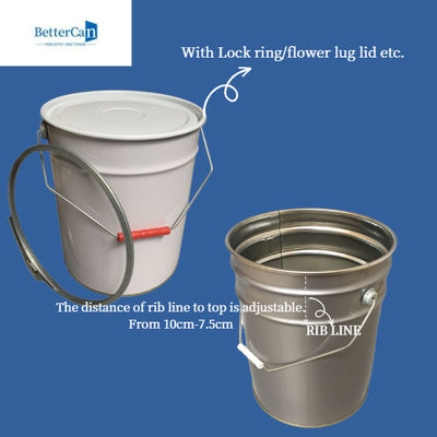 Weißes 20L Pail Bucket, stapelbare 20 Liter-Stahltrommel mit Stahlgriff