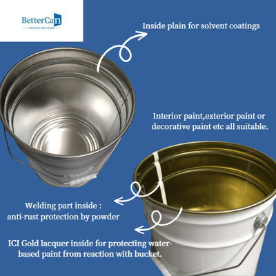 Weißes 20L Pail Bucket, stapelbare 20 Liter-Stahltrommel mit Stahlgriff