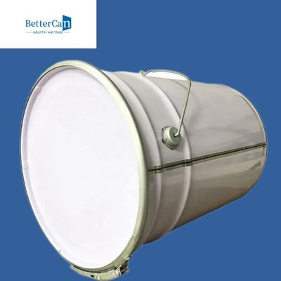 Weißer Eimer des Metall20l, 5 Gallonen-Blecheimer mit der Blockierung des Deckels