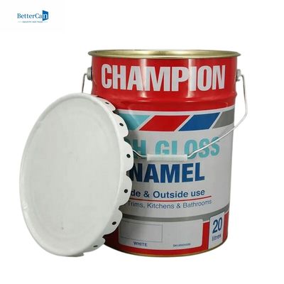 20L weißer Metallfarbe Eimer 5 Gallonen Blech Eimer mit Schließring mit Gummiverschluss