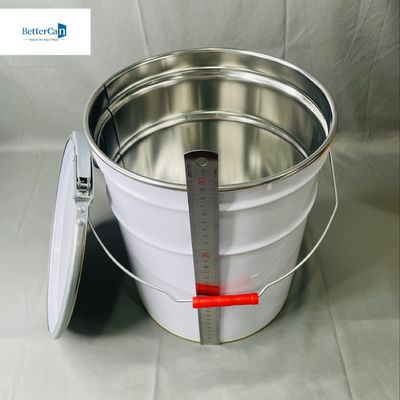 5 Liter Blechbehälter mit Schließring Weiß beschichtet CMYK 20 Liter OEM-Paket